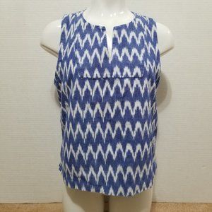 J.Crew top 12 Notched Shell Zig Zag Ikat Print Tank chevron sleeveless preppy